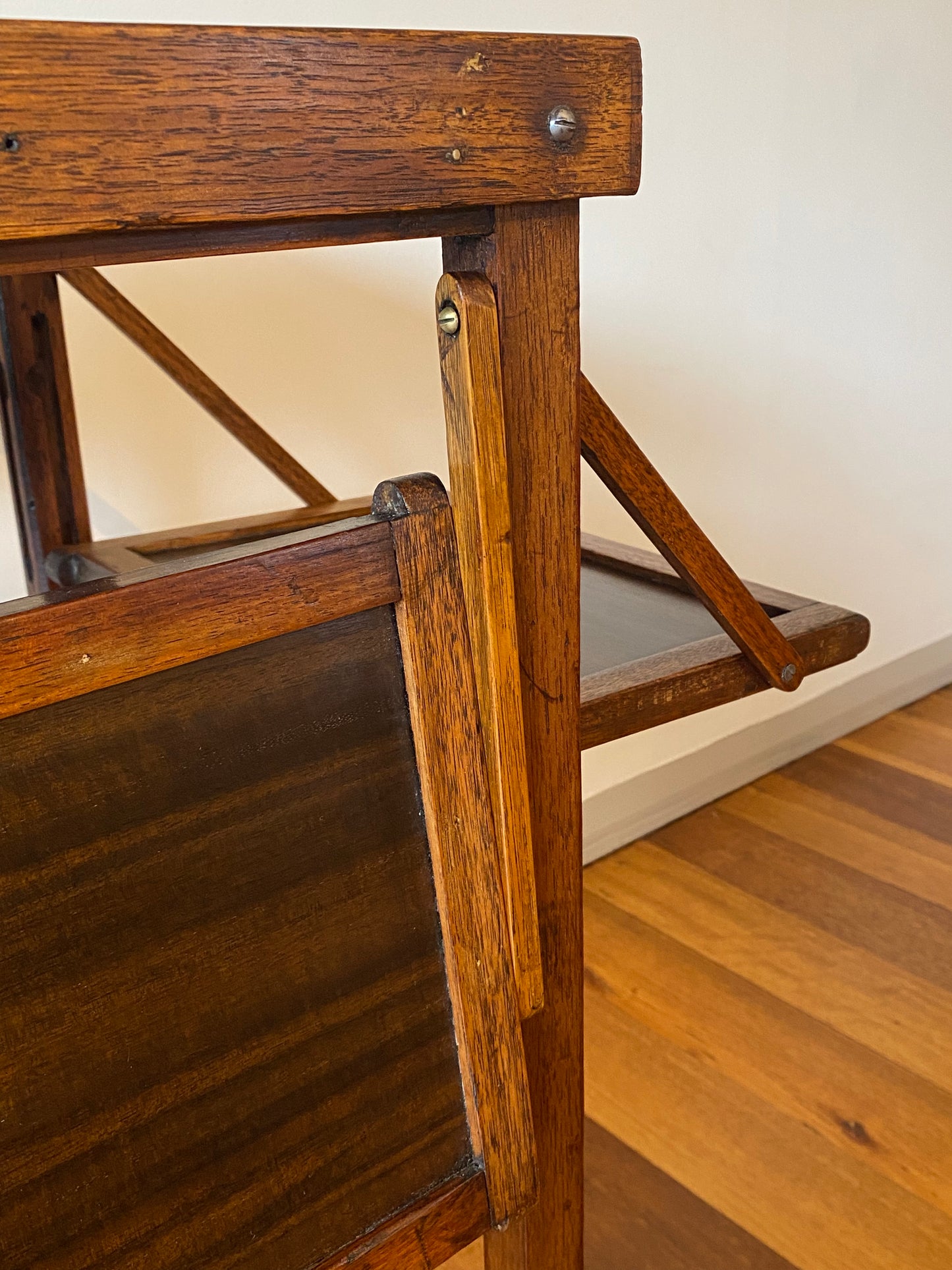 Wooden Side Table w Fold Out Shelves. Handmade, Charming, Unique Piece!